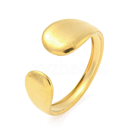 304 Stainless Steel Teardrop Open Cuff Ring for Women RJEW-S406-01G-06-1