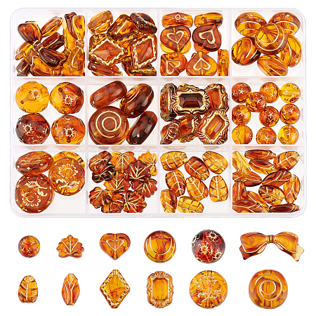   99Pcs 12 Style Imitation Amber Transparent Acrylic Beads MACR-PH0001-69-1