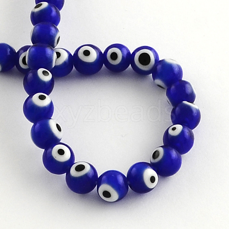 Round Handmade Evil Eye Lampwork Beads LAMP-R114-10mm-02-1