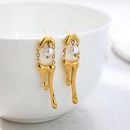 304 Stainless Steel & Imitation Pearl Stud Earrings WG0F2E9-01-1
