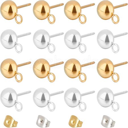 Unicraftale 140Pcs 6 Style 202 Stainless Steel Stud Earring Findings STAS-UN0028-03-1