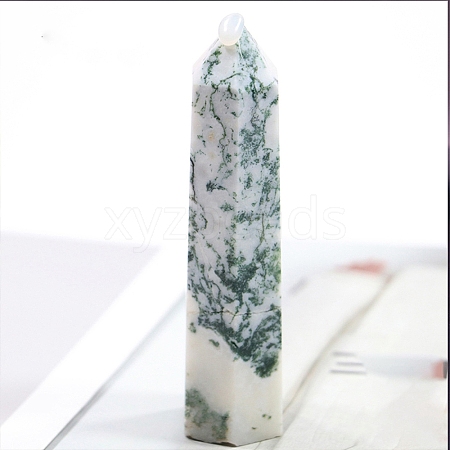 Point Tower Natural Moss Agate Healing Stone Wands PW-WG027AD-02-1