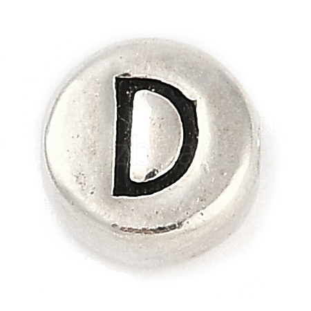 925 Sterling Silver Flat Round with Letter Beads LS-STER-G044-01AS-D-1