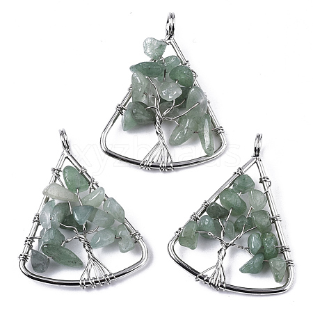 Natural Green Aventurine Big Pendants G-T133-P03F-1