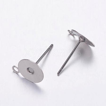 Non-Tarnish 304 Stainless Steel Stud Earrings Findings STAS-K146-013-8mm-1