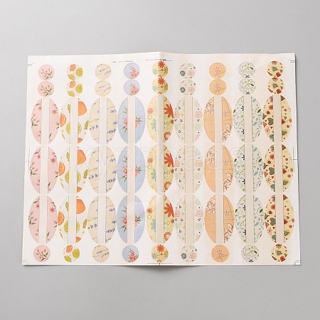 Flower Pattern Self-Adhesive Paper Adhesive Label STIC-WH0037-001-1