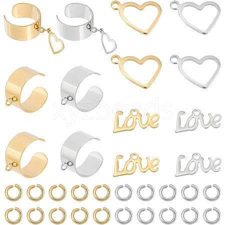 Unicraftale DIY Love Charm Cuff Ring Making Kit STAS-UN0039-60-1