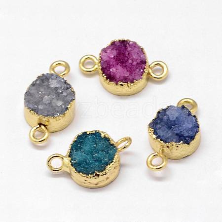 Electroplated Natural & Dyed Druzy Agate Links connectors G-N0168-014B-1