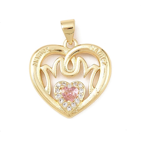 Mother's Day Brass Cubic Zirconia Pendants KK-L251-07G-01-1