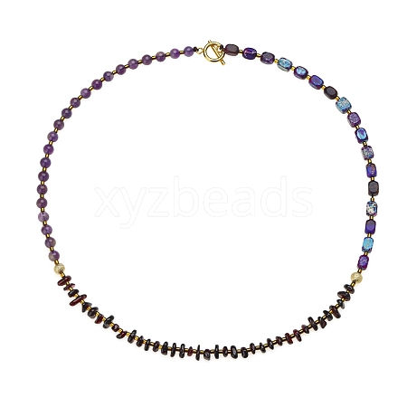 Natural Amethyst and Natural Garnet Beads Bracelets PW-WG72552-01-1