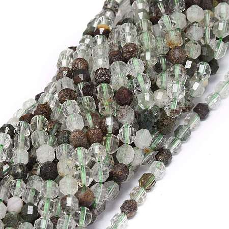 Natural Green Lodolite Quartz/Garden Quartz Beads Strands G-O201C-07-1