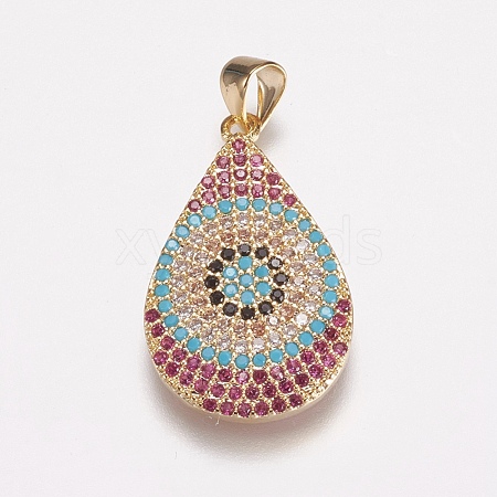 Brass Micro Pave Cubic Zirconia Pendants ZIRC-E143-54G-1