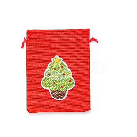 Christmas Theme DIY Diamond Painting Drawstring Gift Bag Kit DIAM-PW0010-72A-10-1