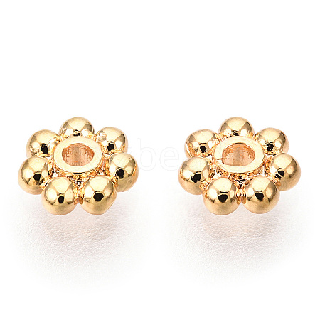 Brass Daisy Spacer Beads KK-T014-43G-1