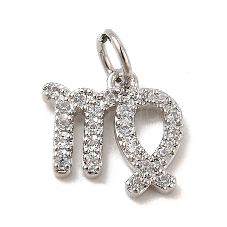 Brass Micro Pave Cubic Zirconia Charms KK-E077-02P-06-1