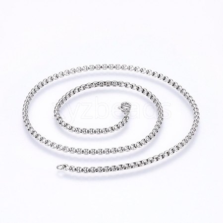 Non-Tarnish 304 Stainless Steel Box Chain Necklaces NJEW-F227-09P-07-1