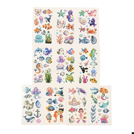 10 Sheets Cartoon Sea Animals Temporary Tattoos Stickers STIC-Z002-13-1