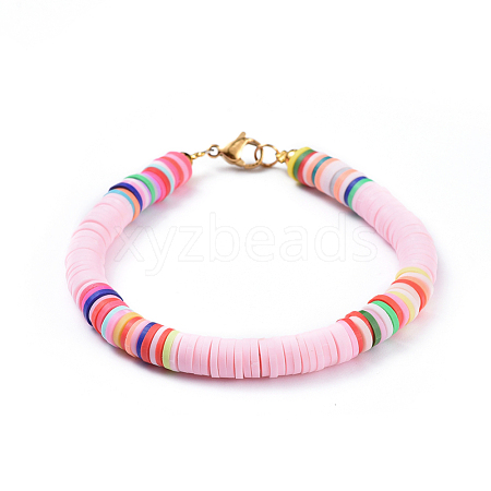 Eco-Friendly Handmade Polymer Clay Heishi Beads Bracelets BJEW-JB04480-02-1