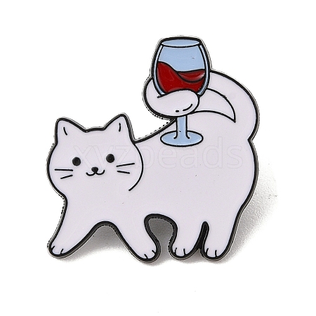 Drunk Cat Shaped Alloy Brooch JEWB-M046-07B-1