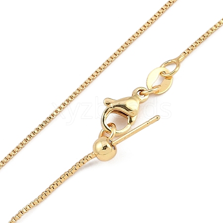 1mm Rack Plating Brass Box Chain Adjustable Slider Necklaces for Women Men MAK-L044-56LG-1