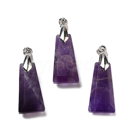 Natural Amethyst Faceted Pendants G-F774-02C-1