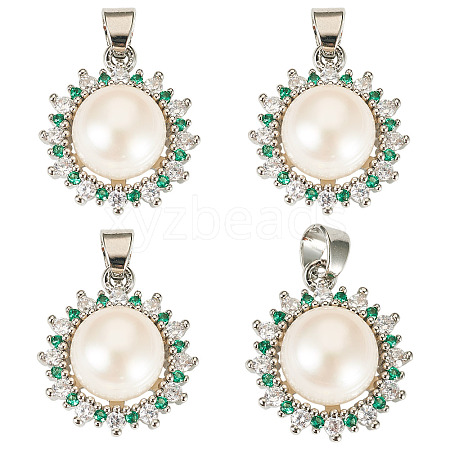 4Pcs Natural Pearl Pendants PALLOY-TAC0182-1