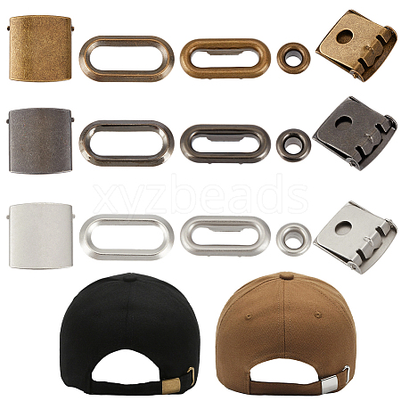 36 Bags 3 Colors Iron Baseball Hat Cap Buckle Strap Clasp Clip Kits IFIN-CY0001-03-1