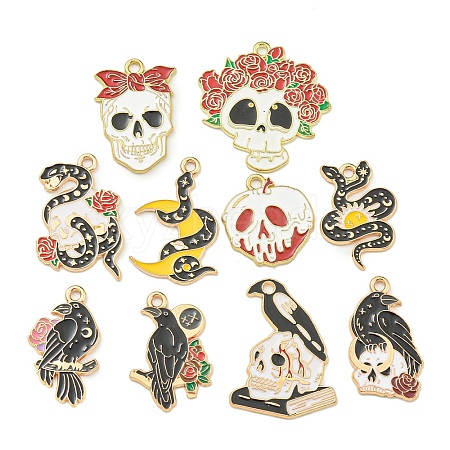 Halloween Theme Alloy Enamel Pendants FIND-U010-06-1