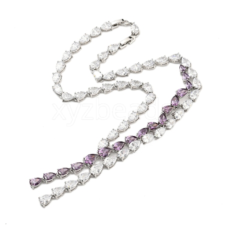 Brass Micro Pave Cubic Zirconia Necklaces NJEW-H027-01P-07-1