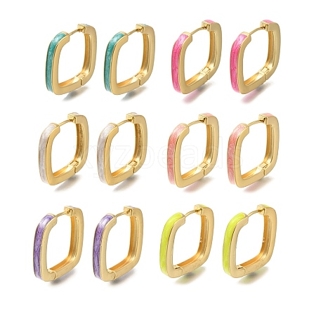 Rack Plating Square Brass Hoop Earrings EJEW-H016-15G-1