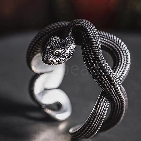 Alloy Snake Open Cuff Ring for Men Women HAWE-PW0001-246A-1