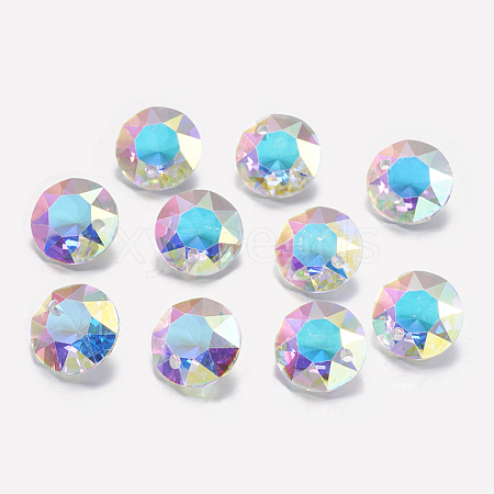 Faceted Glass Rhinestone Charms RGLA-F051-10mm-001AB-1