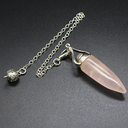 Natural Rose Quartz Bullet Cone Pointed Dowsing Pendulums PW-WG2823D-09-1