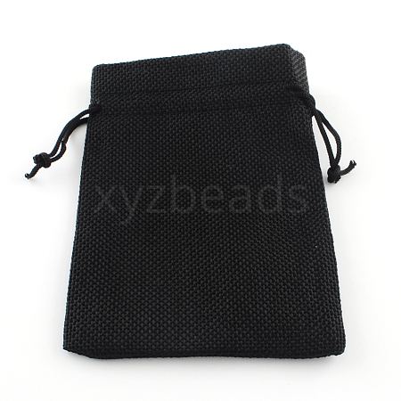 Polyester Imitation Burlap Packing Pouches Drawstring Bags X-ABAG-R005-18x13-09-1