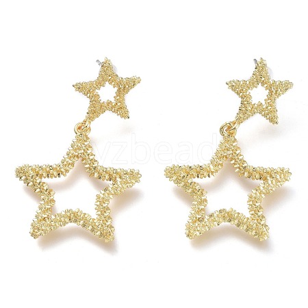 Brass Dangle Stud Earrings EJEW-P264-A02-G-1