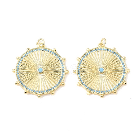 Brass Micro Pave Sky Blue Cubic Zirconia Pendants CU-CBA9CBD-02G-1