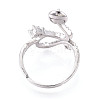 Curve Shape Brass Micro Pave Clear Cubic Zirconia Adjustable Ring Settings KK-T076-46P-3