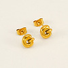 Chunk Letter 304 Stainless Steel Stud Earrings for Women EJEW-G386-01G-G-1