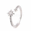 Clear Cubic Zirconia Star Open Cuff Ring RJEW-B028-24P-1