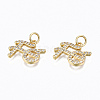 Brass Micro Pave Clear Cubic Zirconia Charms ZIRC-N039-142-NF-3