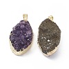 Natural Amethyst Druzy Pendants G-C002-05-3