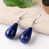 Natural Dyed Lapis Lazuli Teardrop Dangle Earrings EJEW-J086-01-1