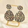 Leopard Print Alloy Dangle Stud Earrings EJEW-K304-01A-G-3