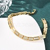 Rectangle Brass Micro Pave Clear Cubic Zirconia Link Chain Bracelets for Women BJEW-F530-03G-5