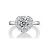 Rhodium Plated 925 Sterling Silver Pave 6.5x3.9mm Moissanite Adjustable Rings for Women WG1784E-02-4