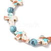 Baking Paint Synthetic Turquoise Cross & Round Beads Stretch Bracelets for Men Women BJEW-JB12341-01-4