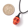 Halloween Theme Dyed Synthetic Turquoise Skull Pendant Necklaces NJEW-JN04848-3