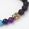 Lava Rock Beaded and Gemstone Beaded Stretch Bracelets BJEW-P065-C-08B-2