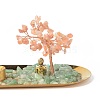 Natural Sunstone Money Tree Buddha Sculpture Set Incense Burner & Natural Green Aventurine on Trays for Wealth DJEW-G027-19RG-09-3