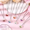 Porcelain Lucky Cat Pendant 304 Stainless Steel Twist Chain Necklaces for Women Men NJEW-JN05552-2